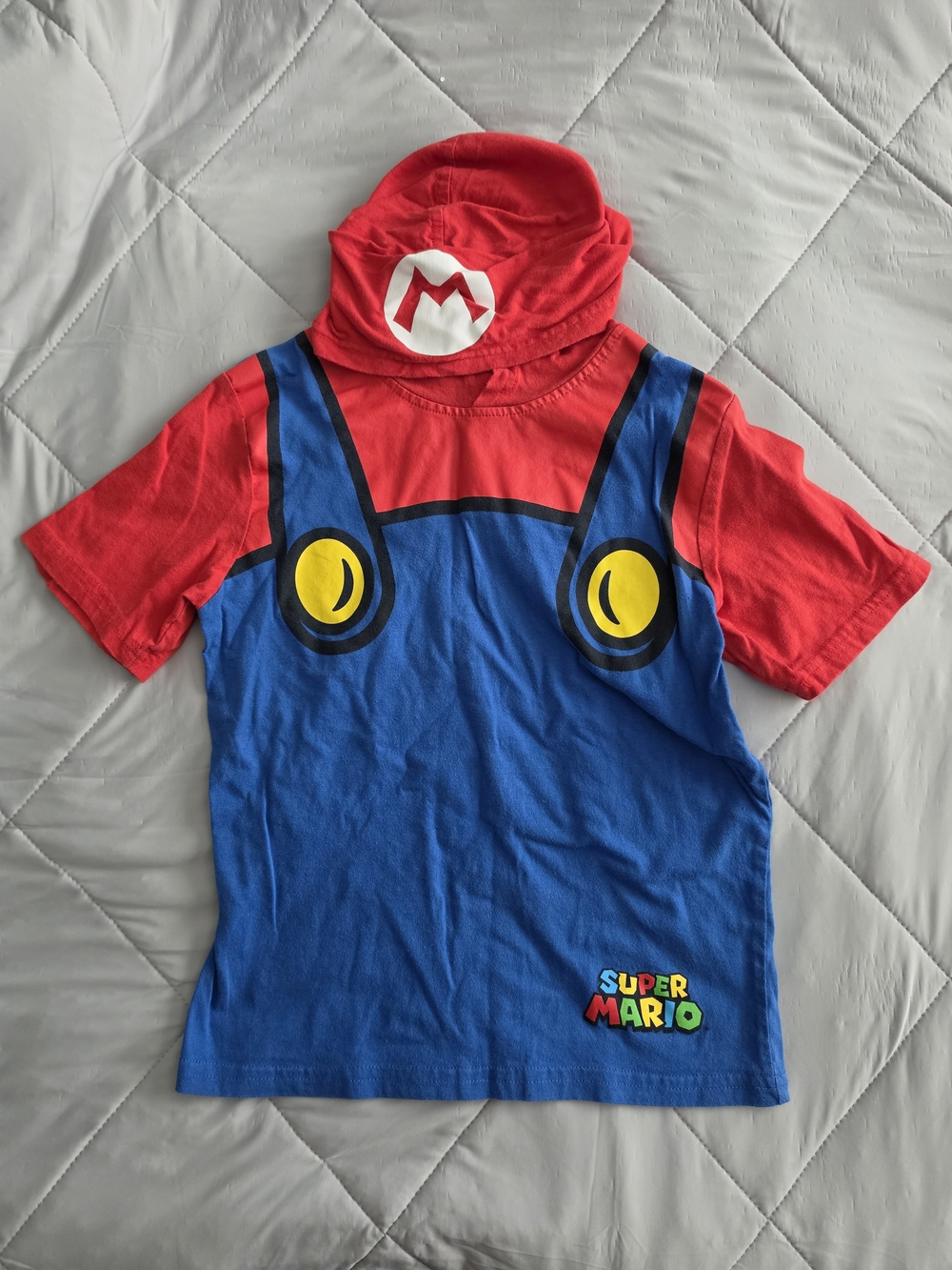 Super Mario Kids Red & Blue Hooded Costume Tee
